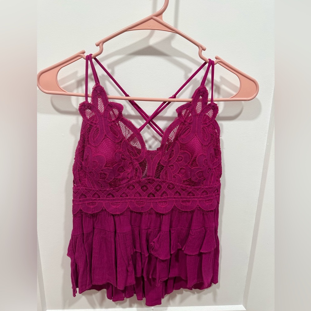 Zenana Outfitters Pink Lace Top